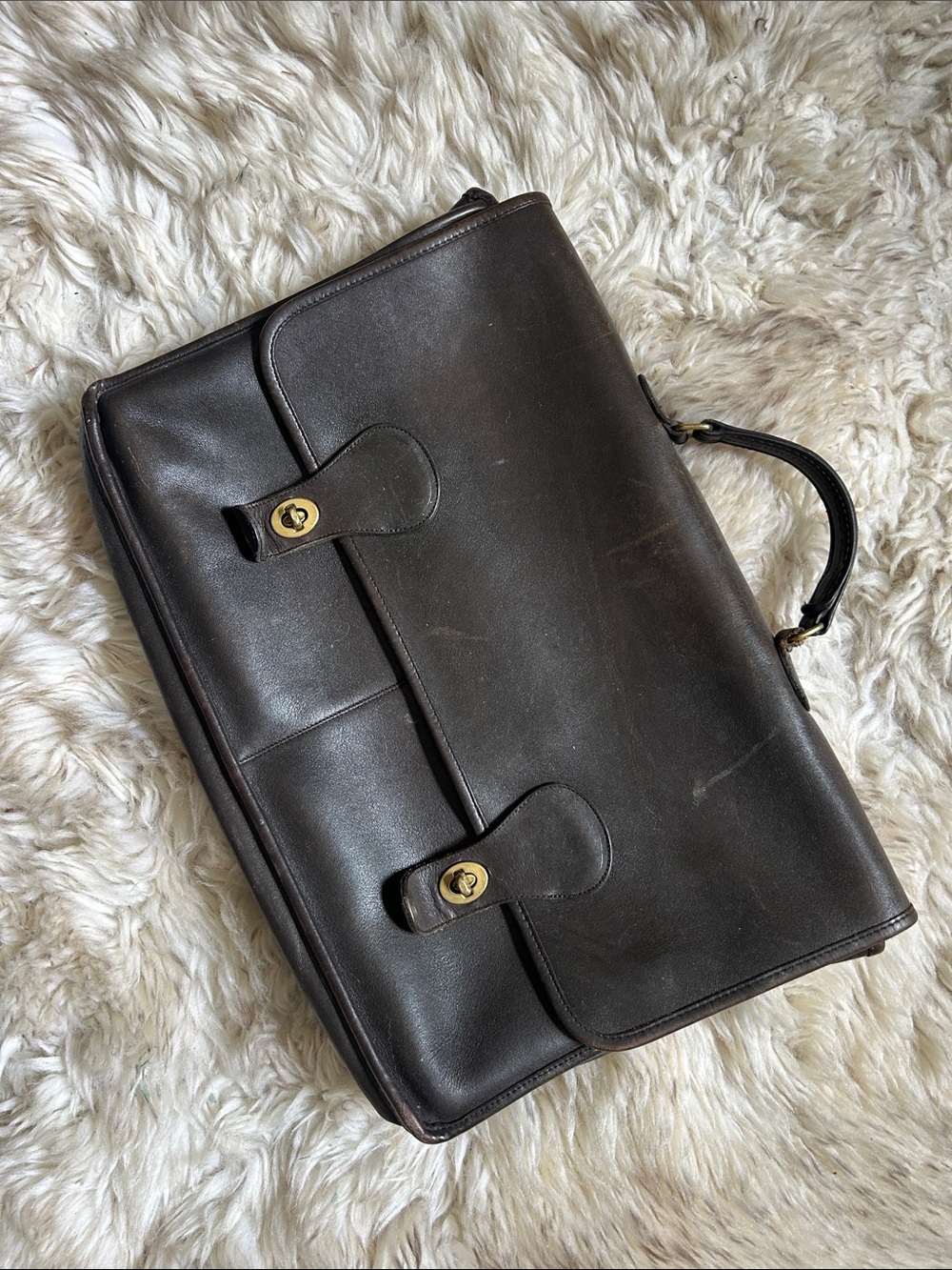 Vintage Coach Men's Dark Brown Leather Briefcase